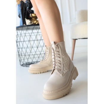 Utag Bej Cilt Bağcıklı Bot - Lisinya