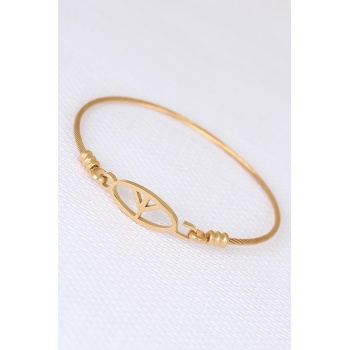 Gold Metal Çelik Figürlü Erkek Kelepçe Bileklik - Lisinya