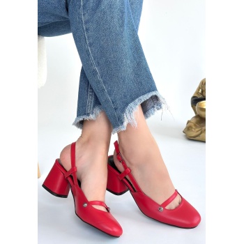 Jecci Kırmızı Cilt Topuklu Ayakkabı - Lisinya