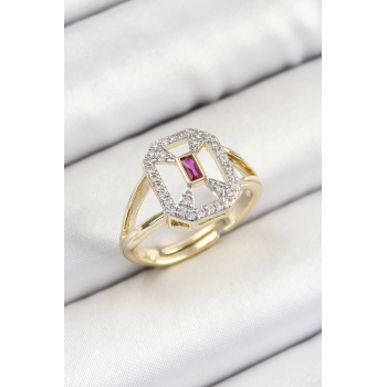 Pirinç Zirkon Taşlı Baget Model Gold Renk Kadın Yüzük - Lisinya