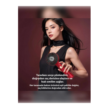 Şarjlı Ve Titreşimli Saç Masaj Tarağı Bakım Yağı Hazneli Fırça ( Lisinya )