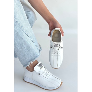 Monya Beyaz Cilt Bağcıklı Spor Ayakkabı - Lisinya