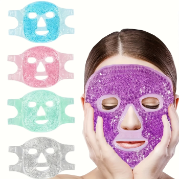 Terapi Jel Yüz Maskesi Soğuk Ve Sıcak Boncuklu Ayarlanabilir Maske (mor) ( Lisinya )
