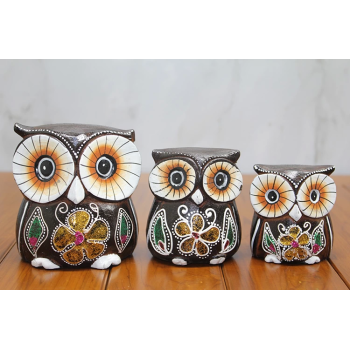 Ahşap 3lü Baykuş Seti Polos:1 - Lisinya