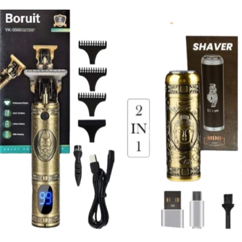 Pro 2 İn 1 Vintage Traş Makinesi Şarjlı Dijital Göstergeli Aliminyum Gövde - Lisinya