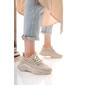 Ante Bej Triko Bağcıklı Spor Ayakkabı - Lisinya