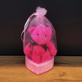 Hediyelik Pembe Tül Kese Ve Ayıcık - Lisinya