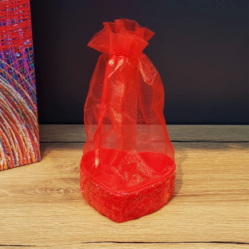 Kırmızı Kalpli Tül Kese - Lisinya