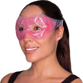 Pembe Jel Boncuklu Göz Maskesi, Soğuk & Sıcak Kullanım Rahatlatıcı Terapi Maskesi ( Lisinya )