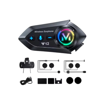 Y12  Motor Kask Kulaklık Rgb Modlu Radyolu Motosiklet Kulaklık 5.3 Bluetooth Intercom ( Lisinya )