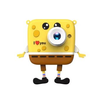 Sünger Bob Tasarımlı Yeni Nesil Çocuk Dijital Mini Fotoğraf Makinesi Çift Kamera ( Lisinya )