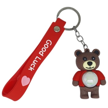 Figürlü ve Işıklı Silikon Anahtarlık -  Yogi - Kırmızı (Lisinya)