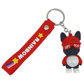 Figürlü ve Işıklı Silikon Anahtarlık -  Supe Rock - Kırmızı (Lisinya)