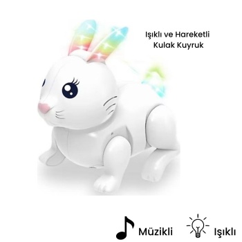 Pilli Tavşan Figür - Sesli Hareketli - 99777-1 - Beyaz (Lisinya)