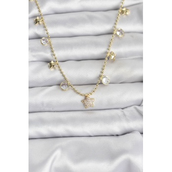 Pirinç Gold Renk Yıldız Model Kadın Kolye - Lisinya