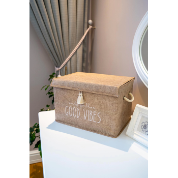 Kapaklı Püskül Detaylı Düzenleyici Çok Amaçlı Organizer Keçe Sepet (mini) - 03495 ( Lisinya )