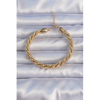 Pirinç Altın Renk Sarmal Model Bileklik - Lisinya