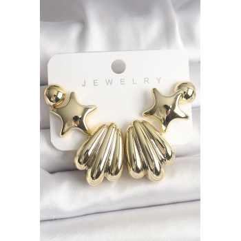 Gold Renk Yıldız Deniz Kabuğu Model CCB Plastik Kadın Küpe Seti - Lisinya