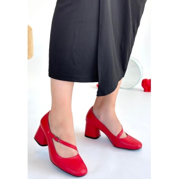 Kier Kırmızı Cilt Topuklu Ayakkabı - Lisinya