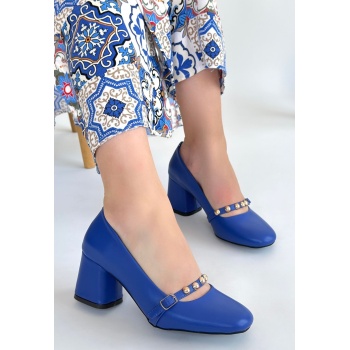 Tino Mavi Cilt Topuklu Ayakkabı - Lisinya