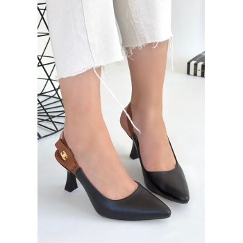 Toran Siyah Cilt Topuklu Ayakkabı - Lisinya