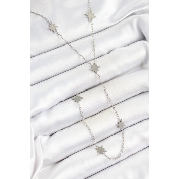 316L Çelik Kutup Yıldızı Figürlü Y Model Gümüş Renk Kadın Kolye - Lisinya