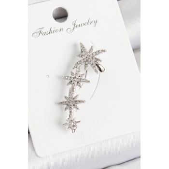 Pirinç Kutup Yıldızı Model Gümüş Renk Sağ Kıkırdak Küpe - Lisinya