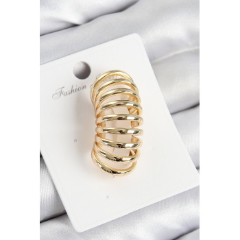 Pirinç Yay Model Gold Renk Sağ Kıkırdak Küpe - Lisinya