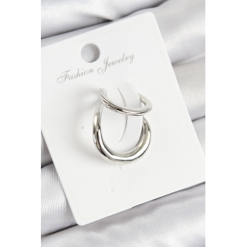 Pirinç Halka Model Gümüş Renk Sağ Kıkırdak Küpe - Lisinya