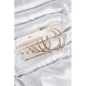 Pirinç Halka Model Gold Renk Kadın Set Küpe - Lisinya