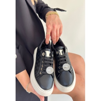 Jlar Siyah Cilt Bağcıklı Spor Ayakkabı - Lisinya