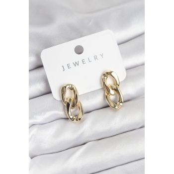 Pirinç Gold Renk Zincir Model Kadın Küpe - Lisinya