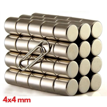 1 Adet 4x4 Mm Yuvarlak Neodyum Mıknatıs N35 Güçlü Magnet Nikel Kaplama ( Lisinya )