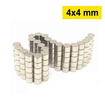 5 Adet 4x4 Mm Yuvarlak Neodyum Mıknatıs N35 Güçlü Magnet Nikel Kaplama ( Lisinya )