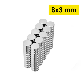 1 Adet 8x3mm Yuvarlak Neodyum Mıknatıs Güçlü Nikel Kaplamalı Kaliteli Dayanıklı Magnet ( Lisinya )