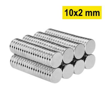 10 Adet 10x2mm Yuvarlak Neodyum Mıknatıs Güçlü Magnet Nikel Kaplamalı ( Lisinya )