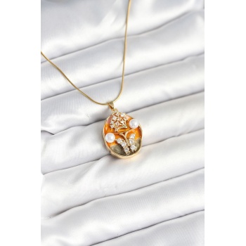 316L Çelik Zincir Kelebek Model Sanatsal Portre Kadın Kolye - Lisinya