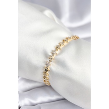 Pirinç Gold Renk Yıldız Model Kadın Bileklik - Lisinya