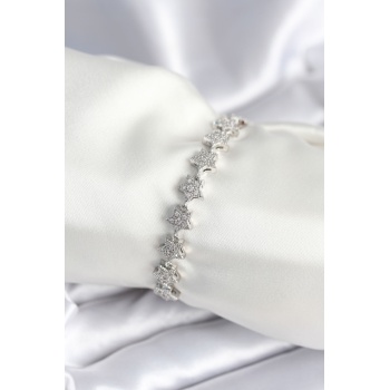 Pirinç Gümüş Renk Yıldız Model Kadın Bileklik - Lisinya