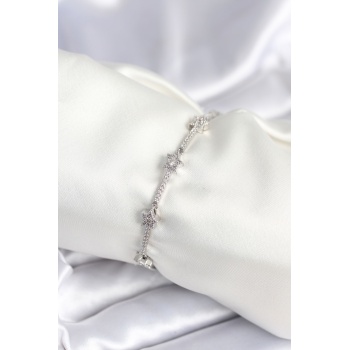 Pirinç Gümüş Renk Halley Yıldız Model Kadın Bileklik - Lisinya