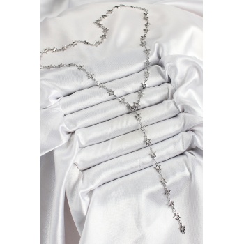 Pirinç Gümüş Renk Yıldızlı Kadın Y Kolye - Lisinya