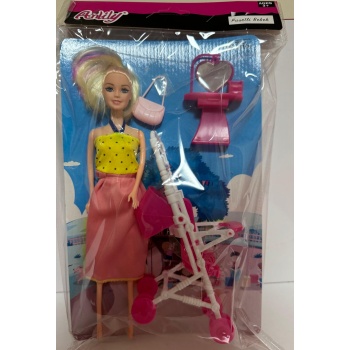 Anlily Dolapli Bebek Oyun Seti Pusetli