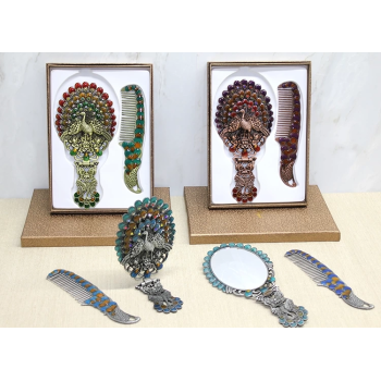 Tavuskuşu Katlanabilir Ayna Ve Tarak Seti Büyük Boy Alk4913 - Lisinya