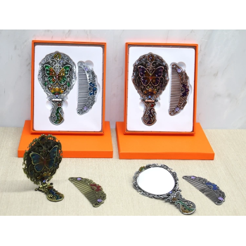 Kelebek Katlanabilir Ayna Ve Tarak Seti Orta Boy Alk4985 - Lisinya