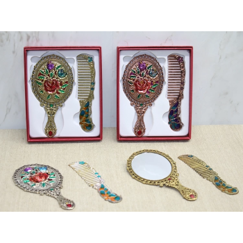 Gül Tasarimi Ayna Ve Tarak Seti Küçük Boy Alk4986 - Lisinya