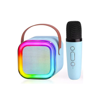 Karaoke Kablosuz Hoparlör Mikrofonlu Rgb Işıklı Bluetooth Speaker Tf Kart/usb Mavi ( Lisinya )