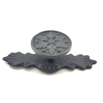 Antika Tarz Dekoratif Pirinç Çiçek Düğme - 27x70 Mm, Oksit ( Lisinya )