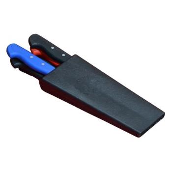 Plastik Bıçak Kütüklüğü 4 Lü - Kırmızı, Plastik, Kemerlikli Bıçak Çanta ( Lisinya )