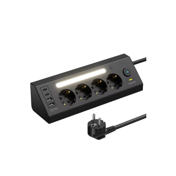Lp764 Çoklu Gece Lambalı Priz Yüksek Gerilim Korumalı 4’lü Priz 2xusb 2xtype-c Çıkışlı Grup Priz Çoğaltıcı ( Lisinya )