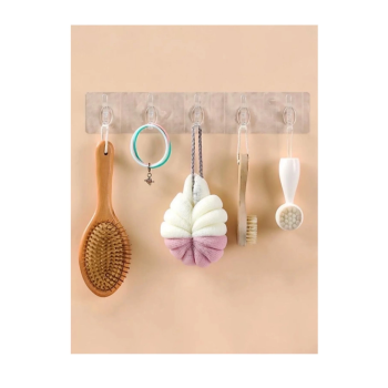 2 Adet Kendinden Yapışkanlı Güçlü Şeffaf 5li Askılık - Kapı Arkası Mutfak Duvar Banyo ( Lisinya )